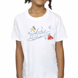 Disney Girls The Little Mermaid Ariel Cotton T-Shirt - 3-4 Years, White