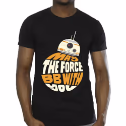 Star Wars Mens May The Force BB8 T-Shirt - M, Black
