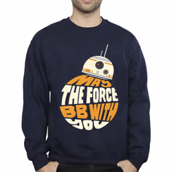 Star Wars Mens May The Force BB8 Sweatshirt - XL, Navy Blue