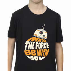 Star Wars Boys May The Force BB8 T-Shirt - 9-11 Years, Black