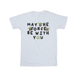 Star Wars Boys The Mandalorian Grogu May The Force Be With You T-Shirt - 3-4 Years, White
