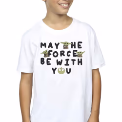 Star Wars Boys The Mandalorian Grogu May The Force Be With You T-Shirt - 3-4 Years, White