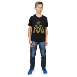Star Wars Boys May The Force Be With You T-Shirt - 9-11 Years, Black