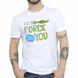 Star Wars Mens The Mandalorian May The Force Be With You T-Shirt - XXL, White