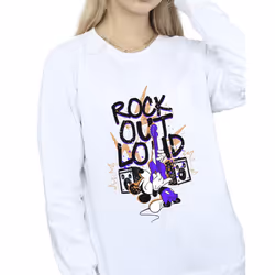 Disney Womens/Ladies Mickey Mouse Rock Out Loud Sweatshirt - M, White