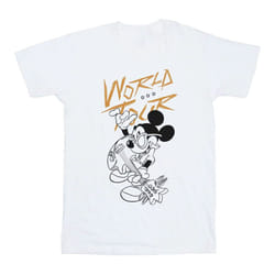 Disney Mens Mickey Mouse World Tour Line T-Shirt - L, White