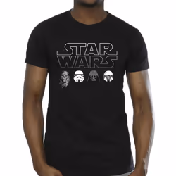 Star Wars Mens Character Heads T-Shirt - S, Black