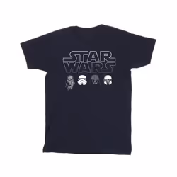 Star Wars Mens Character Heads T-Shirt - S, Navy Blue