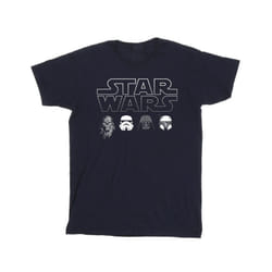 Star Wars Mens Character Heads T-Shirt - S, Navy Blue