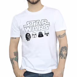 Star Wars Mens Character Heads T-Shirt - S, White