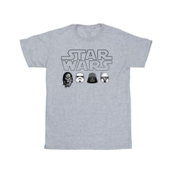 Star Wars Mens Character Heads T-Shirt - S, Sports Grey