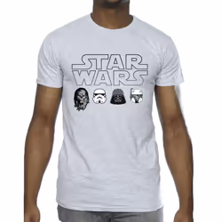 Star Wars Mens Character Heads T-Shirt - S, Sports Grey