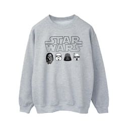 Star Wars Mens Character Heads Sweatshirt - XL, Sports Grey
