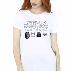 Star Wars Womens/Ladies Character Heads Cotton Boyfriend T-Shirt - XXL, White