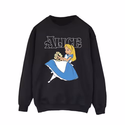 Disney Mens Alice In Wonderland Flowers Sweatshirt - XXL, Black
