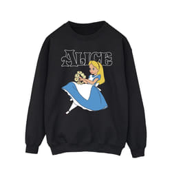 Disney Mens Alice In Wonderland Flowers Sweatshirt - XXL, Black