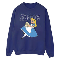 Disney Mens Alice In Wonderland Flowers Sweatshirt - XL, Navy Blue