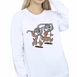 Disney Womens/Ladies Chip 'n Dale Glasses Sweatshirt - XL, White
