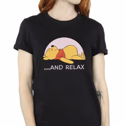 Disney Womens/Ladies Winnie The Pooh Relax Cotton Boyfriend T-Shirt - S, Black
