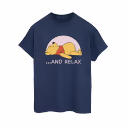 Disney Womens/Ladies Winnie The Pooh Relax Cotton Boyfriend T-Shirt - S, Navy Blue