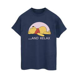 Disney Womens/Ladies Winnie The Pooh Relax Cotton Boyfriend T-Shirt - S, Navy Blue