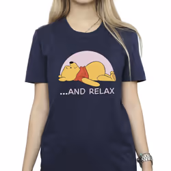 Disney Womens/Ladies Winnie The Pooh Relax Cotton Boyfriend T-Shirt - S, Navy Blue