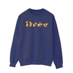 Disney Mens Winnie The Pooh Stretching Sweatshirt - S, Navy Blue