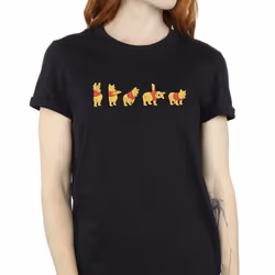 Disney Womens/Ladies Winnie The Pooh Stretching Cotton Boyfriend T-Shirt - S, Black