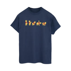 Disney Womens/Ladies Winnie The Pooh Stretching Cotton Boyfriend T-Shirt - S, Navy Blue