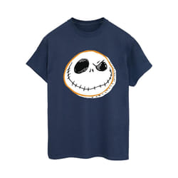 Disney Womens/Ladies The Nightmare Before Christmas Jack Face Cotton Boyfriend T-Shirt - XL, Navy Blue