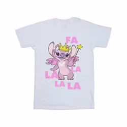 Disney Girls Lilo & Stitch Angel Fa La La Cotton T-Shirt - 3-4 Years, White