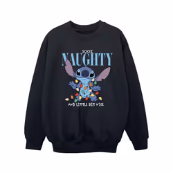 Disney Girls Lilo & Stitch Naughty & Nice Sweatshirt - 9-11 Years, Black