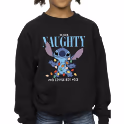 Disney Girls Lilo & Stitch Naughty & Nice Sweatshirt - 9-11 Years, Black