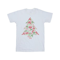 Marvel Mens Avengers Christmas Tree T-Shirt - S, White