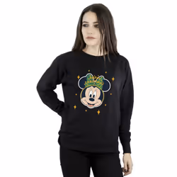 Disney Womens/Ladies Minnie Mouse Happy Christmas Sweatshirt - L, Black