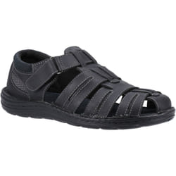 ) Hush Puppies Albert Leather Men's Black Sandals - Black, 12 (Adults'