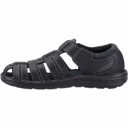 ) Hush Puppies Albert Leather Men's Black Sandals - Black, 12 (Adults'