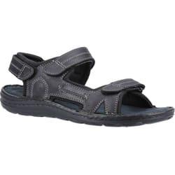 ) Hush Puppies Alistair Leather Men's Black Sandals - Black, 10 (Adults'