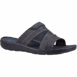 ) Hush Puppies Archer Leather Men's Black Sandals - Black, 9 (Adults'