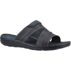 ) Hush Puppies Archer Leather Men's Black Sandals - Black, 9 (Adults'