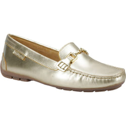 ) Hush Puppies Eleanor Leather Women's Gold Loafers - Gold, 5 (Adults'
