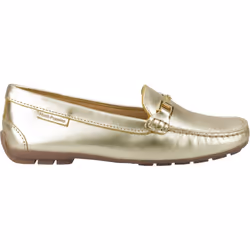 ) Hush Puppies Eleanor Leather Women's Gold Loafers - Gold, 5 (Adults'