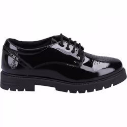 , Black) Jayne Patent SNR Black Girls Lace Up School Shoes - 9 (Adults'