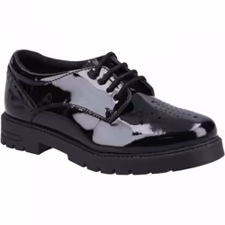 , Black) Jayne Patent SNR Black Girls Lace Up School Shoes - 9 (Adults'