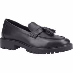 ) Hush Puppies Abigail Senior Leather Girls's Black Loafers - Black, 5 (Adults'