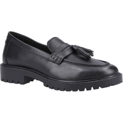 ) Hush Puppies Abigail Senior Leather Girls's Black Loafers - Black, 6 (Adults'
