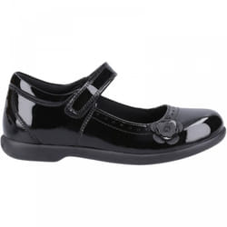 , Black) Bethany Patent Junior Black Girls Rip-Tape School Shoes - 10 (Children's