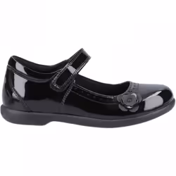 , Black) Bethany Patent Senior Black Girls Rip-Tape School Shoes - 5 (Adults'