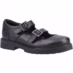 , Black) Ella Junior Black Girls Buckle School Shoes - 10 (Children's