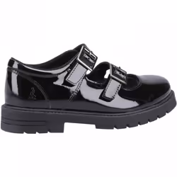 , Black) Ella Patent Senior Black Girls Buckle School Shoes - 5 (Adults'
